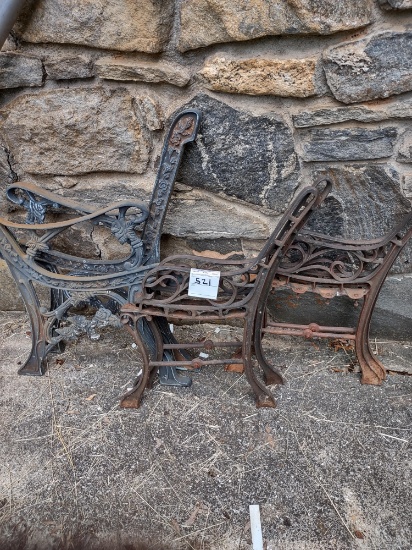 park benches cast iron - no wood
