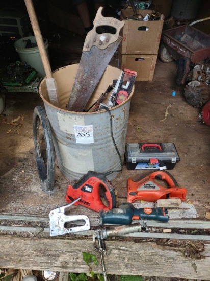 misc. Saw, bucket, stapler