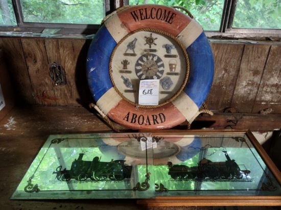 2 mirror picture and Welcome Board Shadow box