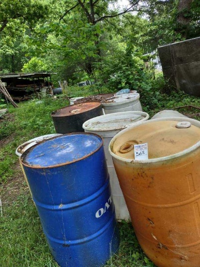 Metal and plastic 55 gallon drums