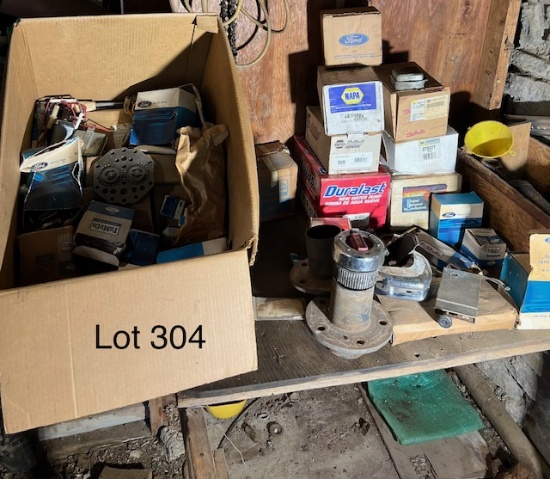 New Old Stock Ford Parts Box & Table Lot