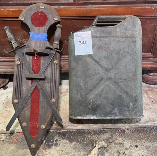 Military Jerry Can / Swords on Wooden Piece
