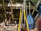yard tools, rack, trimmers, hand cart