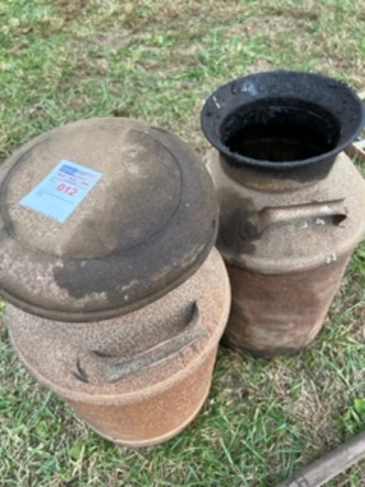 Two antique milk, cans lot