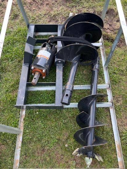 hydraulic auger with 18 inch and 12 inch bits quick attach