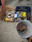 Bucket, with chain, straps, plunger, PVC, plumbing
