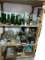 Shelf contents three shelves green glass