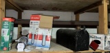 water filter, toilet, fill valve, (2) mailboxes