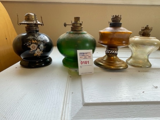 4 oil lamps no globes