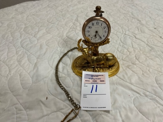 Pocket watch (Waltham) w/ stand