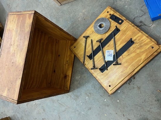 wood box unique with thumb bolts on four corners
