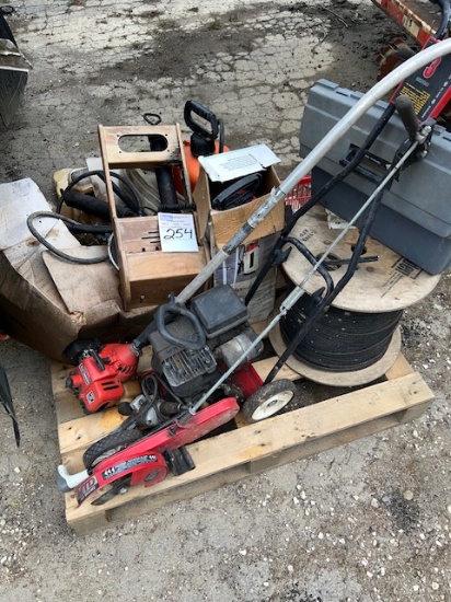 pallet of miscellaneous radio, edger ,wire