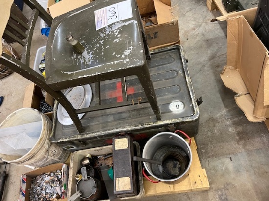 pallet of military items , case actuators , antique aluminum military hair