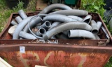 Steel job box bottom only bent and in rough shape full of gray pipe for electrical