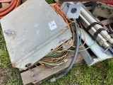 pallet of cords , tripod , box ,