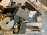 pallet of military items and milling cutters and heater