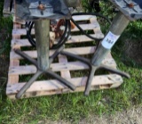 two table bases and a pump meter