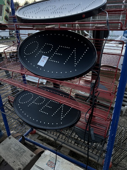 old rack with open signs