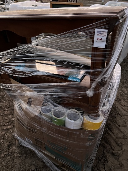 pallet of vinyl sign material , table etc