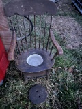 Antique chamber pot with chair