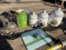 John Deere canister, set John Deere crock, and cutting board