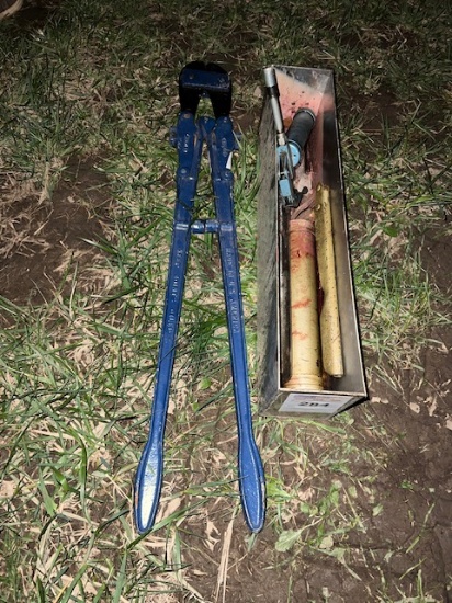 bolt cutters, grease guns, and tray