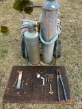large cutting torch, cart and tools
