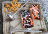 Pallet of sledge hammers , straps