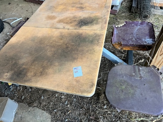 Steel and wood picnic style table