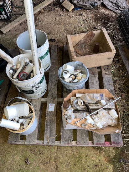pallet of plumbing and antiques