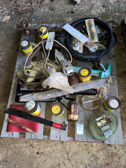 Pallet of stain and hardware