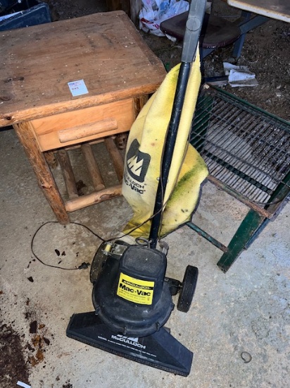 vacuum , wood end table , steel fire grate