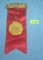 Antique fireman’s convention badge and ribbon