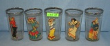 Group of 5 early erotica drinking glasses