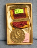 Early fire department award medal and ribbon