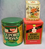Group of three vintage tins