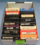 Box full of vintage 8 track music tapes