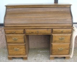 Vintage modern era roll top desk solid wood circa 1970's