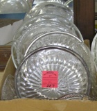 Large box full of glass and crystal serving bowls