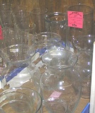 Large box of glass and crystal flower vases