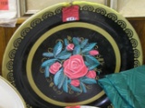 Pair of floral decorated tin ware serving trays