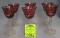 Italien etched cranberry stemware glass cordial glasses