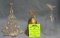 Group of three holiday bells includes brass and crystal