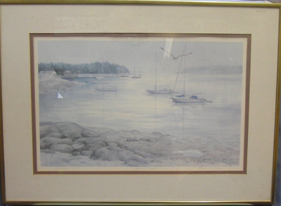 Signed and numbered lithograph "Quiet Cove"