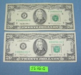 Vintage old style small portrait US $20 bills