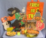 Group of vintage and modern Halloween decorations