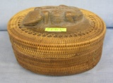 Alligator themed wood and wicker basket