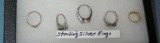 Group of sterling silver rings