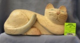 Hand painted and hand carved decorative cat