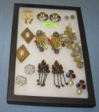 Group of vintage costume jewelry earrings